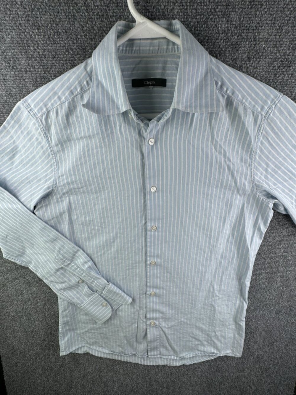 Ermenegildo Zegna Shirt Men III Medium Striped Blue White Cotton Drop 8 Fit